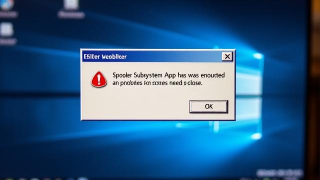 Computer error message for 'Spooler Subsystem App' failure